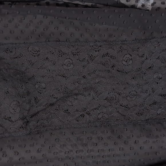 Fresh Brewed Black Sheer Lace Front Blouse Size Large - Picture 4 of 5